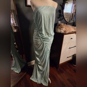 Anthropologie Mint Green Strapless Maxi Dress